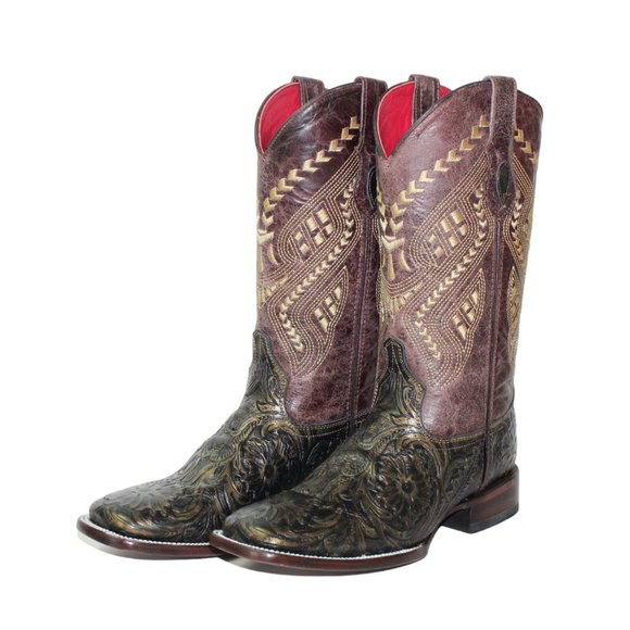 Ferrini Cleopatra Gold Square Toe Cowgirl Boots Women's 9.5 B NEW! - Picture 1 of 16